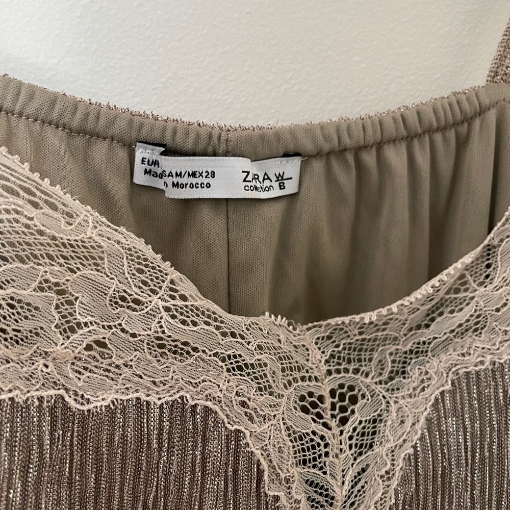 Zara Gold Lace Slip Dress - Picture 5 of 5